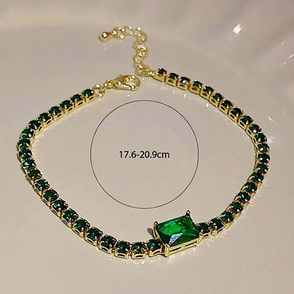 Emerald Gol Plated Zircon Bracelet